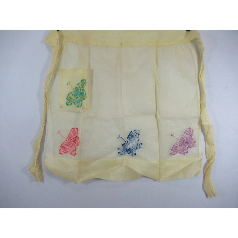Vintage Half Hostess Apron Lot Satin Sheer Flocked Crochet Butterfly